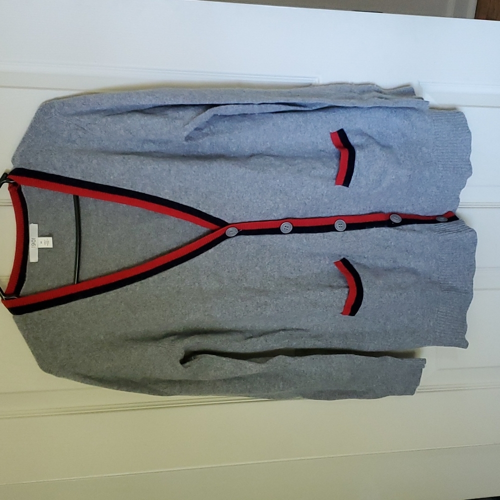 Nordstrom 1901 Varsity Cardigan Grey Navy Red size Medium